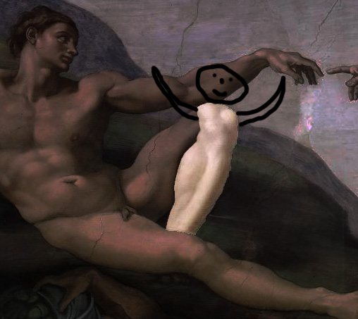 Creación de Miguel Ángel: la pierna de Adán es Eva.